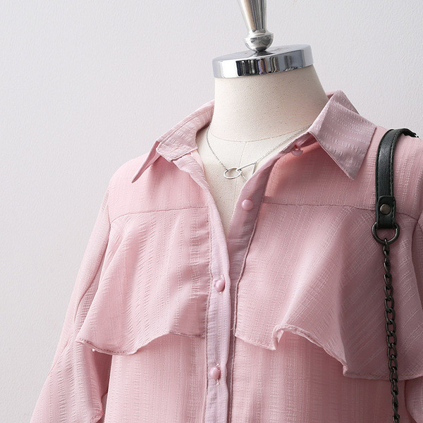 Cămașă modernă de damă cu guler clasic în roz