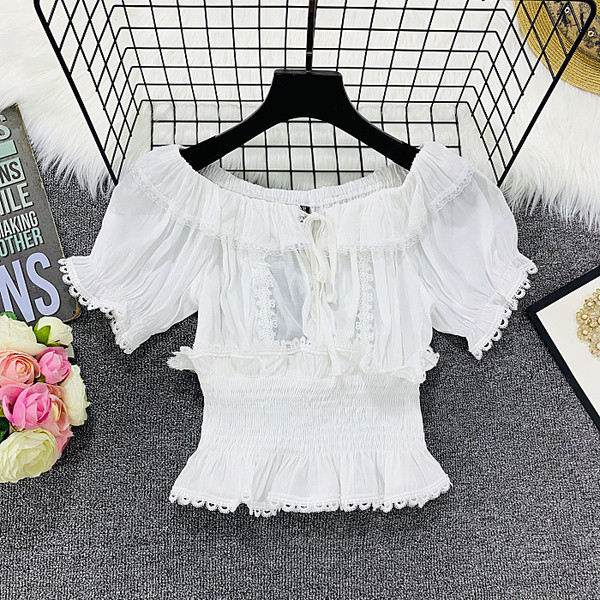 Γυναικεία μπλούζα με γυμνούς ώμους και ελαστική μέση