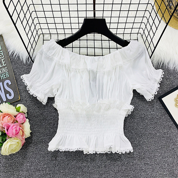 Γυναικεία μπλούζα με γυμνούς ώμους και ελαστική μέση