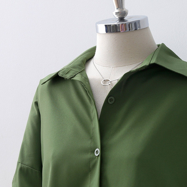 Cămașă de damă cu legături la mânecă în verde și albastru