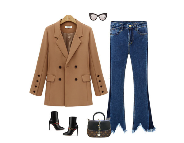 Palton casual de dama cu nasturi de culoare maro si negru