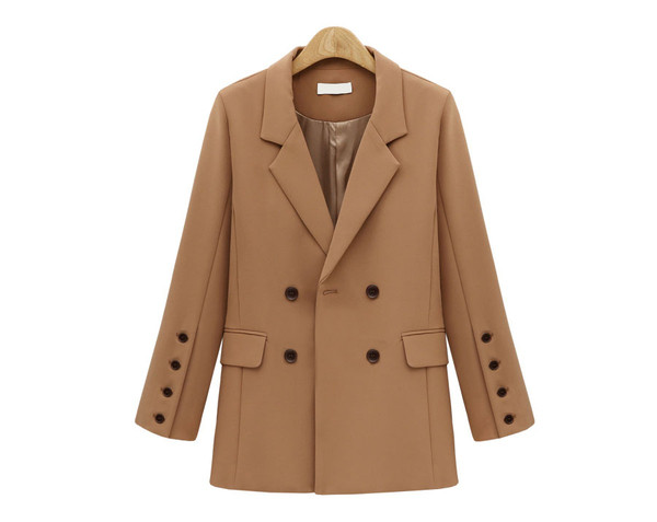 Palton casual de dama cu nasturi de culoare maro si negru