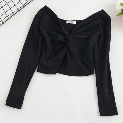 Bluză de damă în șase culori cu decolteu în V și mâneci lungi