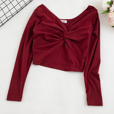 Bluză de damă în șase culori cu decolteu în V și mâneci lungi