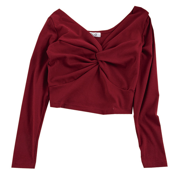 Bluză de damă în șase culori cu decolteu în V și mâneci lungi