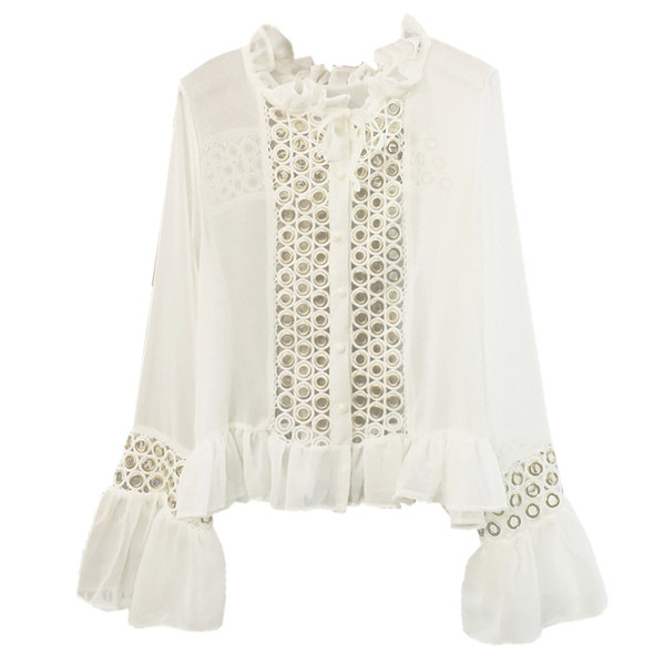 ÚJ Női ing lótusz ujjú fekete-fehér színben