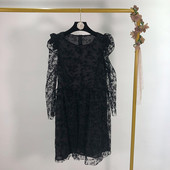 Rochie de dama eleganta din dantela, cu maneci lungi, de culoare neagra