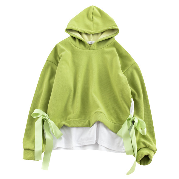 Bluză casual de damă în cinci culori cu cravată și glugă