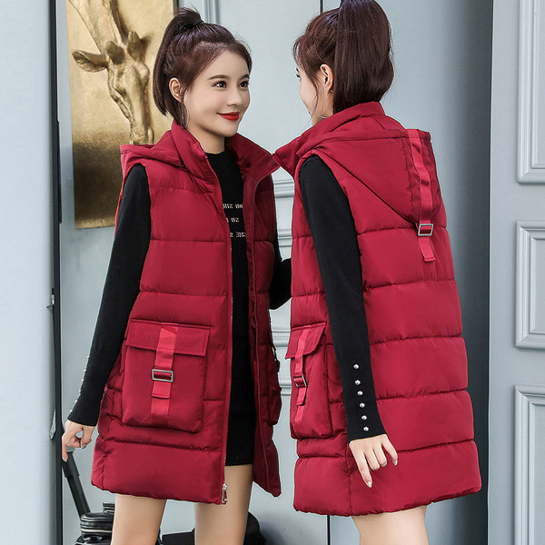 Γυναικείο γιλέκο με τσέπες και κουκούλα σε διάφορα χρώματα