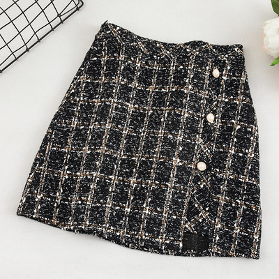 Μοντέρνα γυναικεία φούστα με ψηλή μέση και κουμπιά σε τρία χρώματα