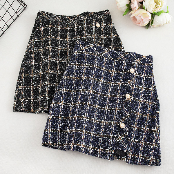 Μοντέρνα γυναικεία φούστα με ψηλή μέση και κουμπιά σε τρία χρώματα