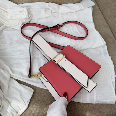 Κομψή γυναικεία τσ΄νατα σε μαύρο, ροζ, μπλε και καφέ χρώμα με λουρί