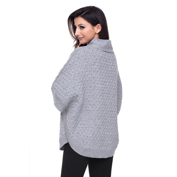 Μοντέρνο γυναικείο πουλόβερ με μεγάλο κολάρο και μανίκια 3/4 σε τέσσερα χρώματα