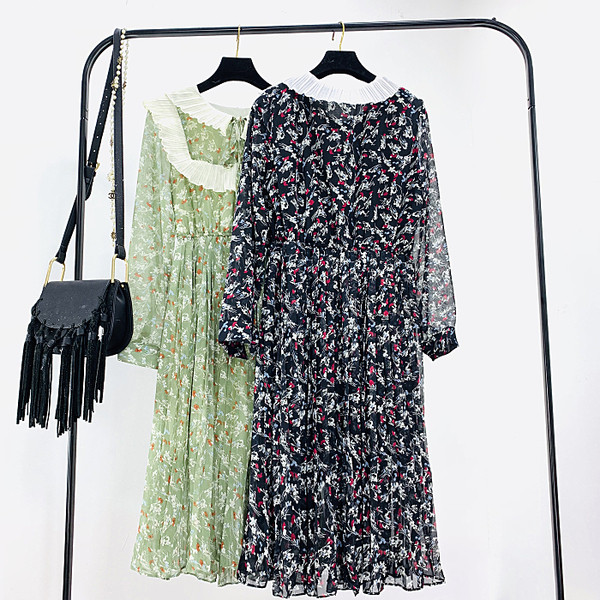 Rochie casual de dama cu maneci lungi cu motiv floral