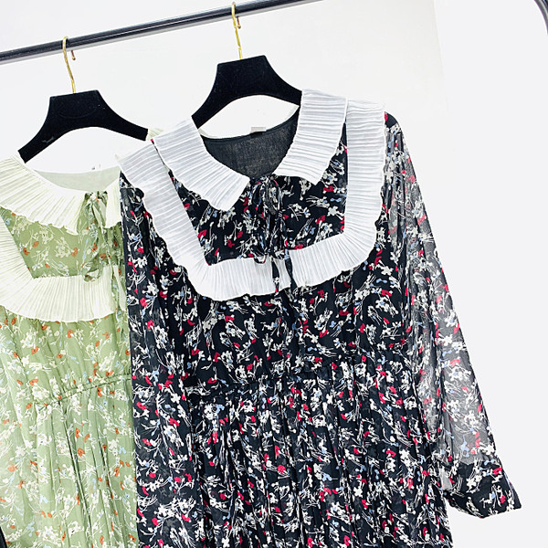 Rochie casual de dama cu maneci lungi cu motiv floral