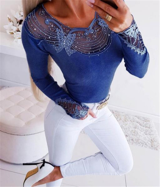 Καθημερινή γυναικεία μπλούζα με πέτρες και οβάλ λαιμόκοψη σε τέσσερα χρώματα