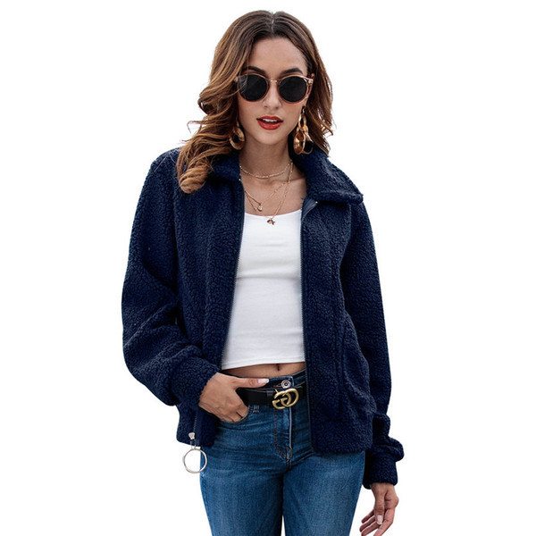 Καθημερινό  γυναικεία φούτερ με φερμουάρ και ψηλό γιακά σε μπλε και μπεζ χρώμα