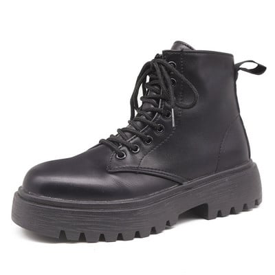 Γυναικεία παπούτσια με σκληρή σόλα με μαύρο χρώμα με κορδόνια