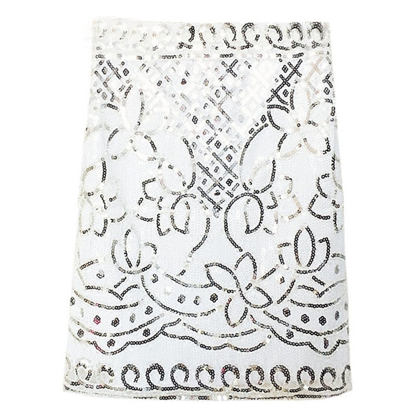 Stílusos női szoknya fehér és arany flitterekkel