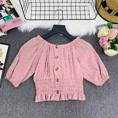 Bluza de dama cu talie elastica si nasturi in mai multe culori