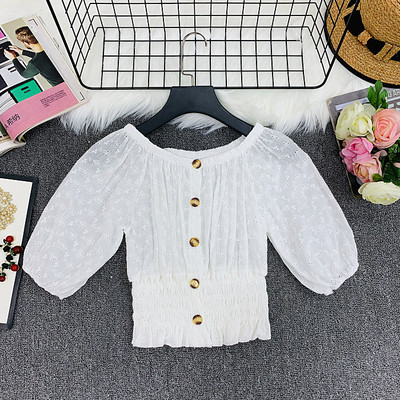 Bluza de dama cu talie elastica si nasturi in mai multe culori