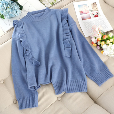 Ασύμμετρο γυναικείο πουλόβερ με ωοειδές λαιμόκοψη σε διάφορα χρώματα