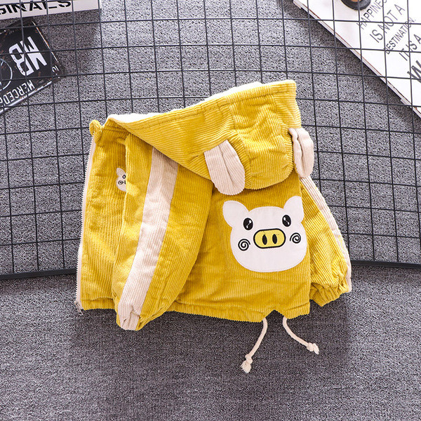 Geaca moderna pentru baieti pentru copii cu gluga si element 3D in maro, galben si portocaliu