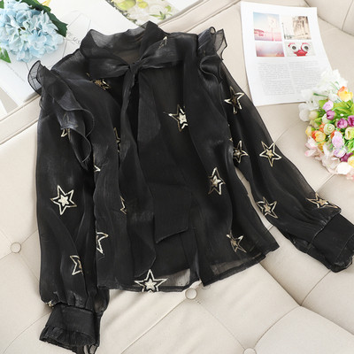 Cămașă modernă de damă cu panglică și paiete în diferite culori