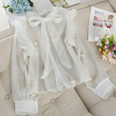 Cămașă modernă de damă cu panglică și paiete în diferite culori