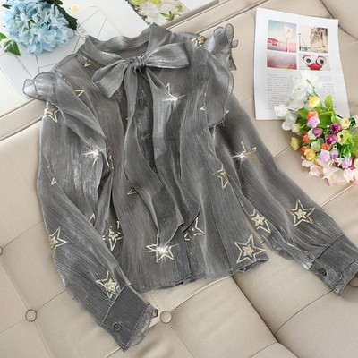 Cămașă modernă de damă cu panglică și paiete în diferite culori