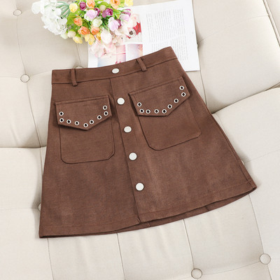 Fusta scurta de dama model nou cu buzunare si nasturi in mai multe culori