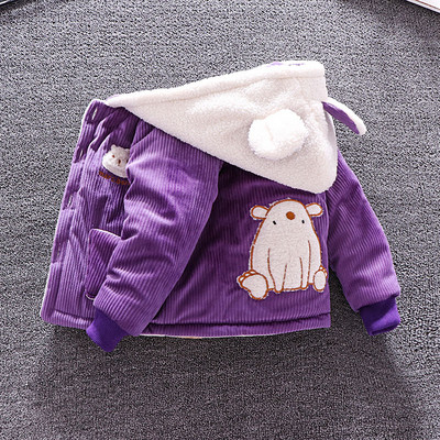 Új modell gyerekkabát 3D elemmel lányoknak és fiúknak kék, piros és lila színekben