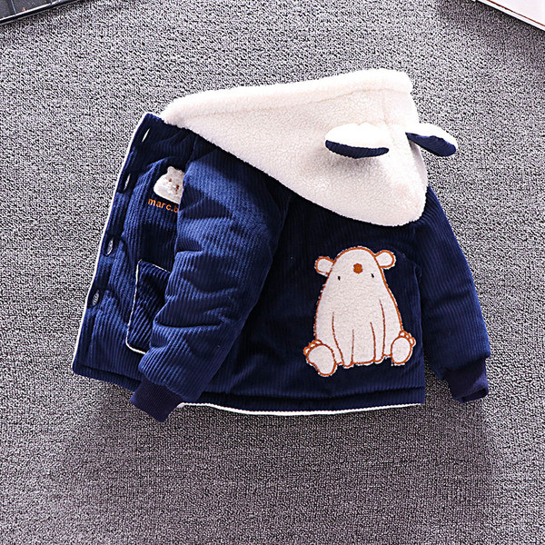 Új modell gyerekkabát 3D elemmel lányoknak és fiúknak kék, piros és lila színekben