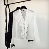 Γυναικείο μοντέρνο πουκάμισο με λαιμόκοψη σε δύο χρώματα