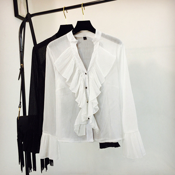 Γυναικείο μοντέρνο πουκάμισο με λαιμόκοψη σε δύο χρώματα