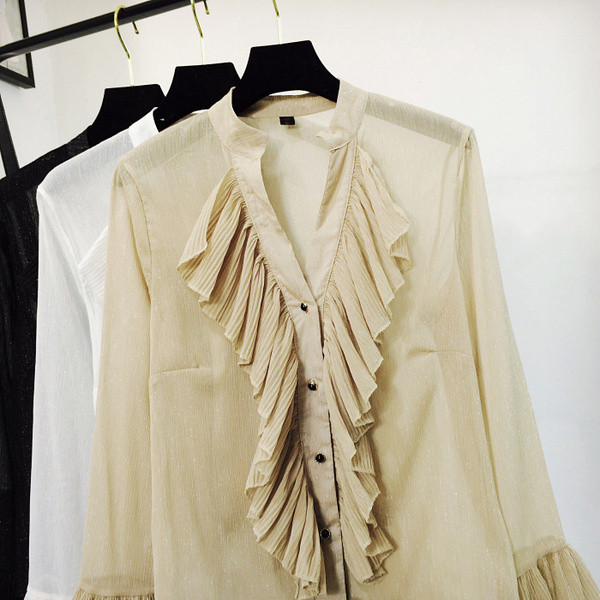 Γυναικείο μοντέρνο πουκάμισο με λαιμόκοψη σε δύο χρώματα