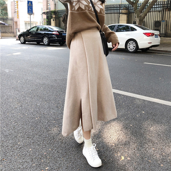 Női lezser hosszú szoknya két színben, magas derékkal