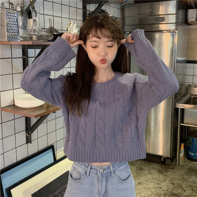 Μοντέρνα γυναικεία κοντή μπλούζα με ωοειδές λαιμόκοψη σε διάφορα χρώματα