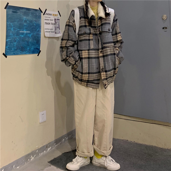 Palton casual de damă în carouri, cu căptușeală moale