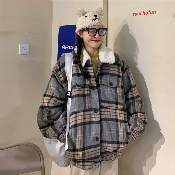 Palton casual de damă în carouri, cu căptușeală moale