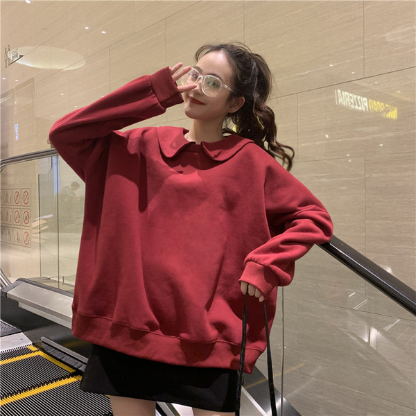 Ευρύ μακρύ  γυναικείο φούτερ σε δύο χρώματα μπλε και κόκκινο