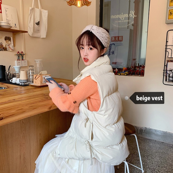 Vesta de actualitate dama in doua culori cu guler inalt