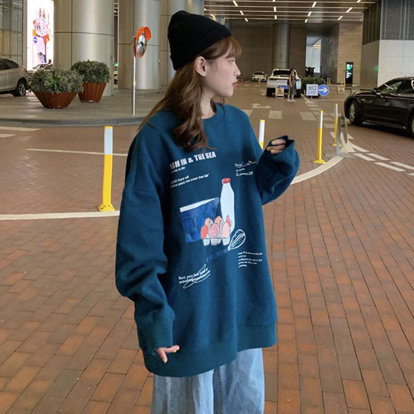 Bluza larga dama casual in trei culori cu aplicatie