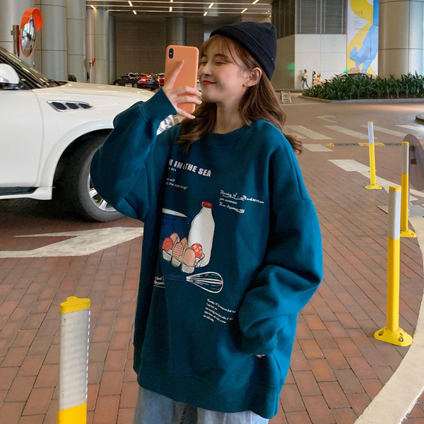 Bluza larga dama casual in trei culori cu aplicatie