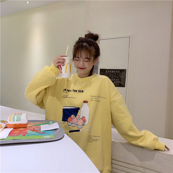 Bluza larga dama casual in trei culori cu aplicatie