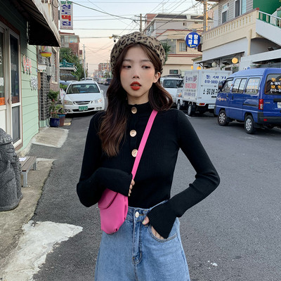 Bluză de damă modernă în trei culori cu guler semi-înalt în trei culori