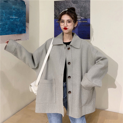 Női alkalmi kabát két színben széles, zsebes modell