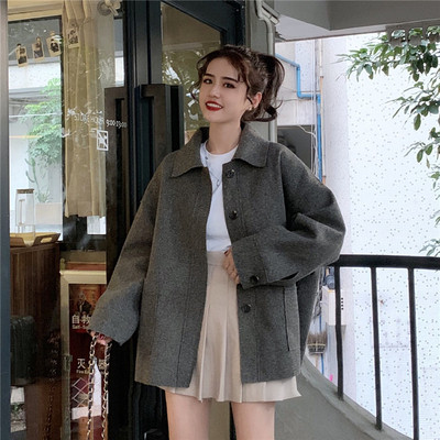 Női alkalmi kabát két színben széles, zsebes modell