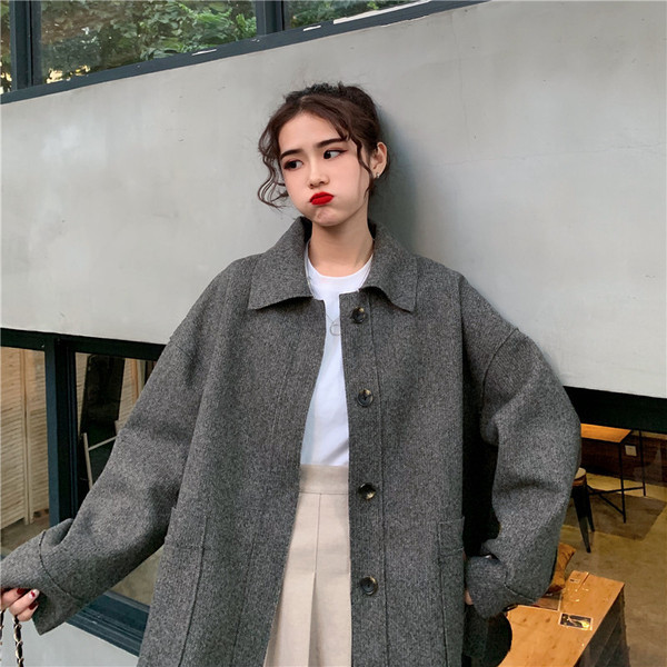 Női alkalmi kabát két színben széles, zsebes modell