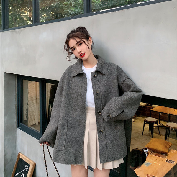 Női alkalmi kabát két színben széles, zsebes modell